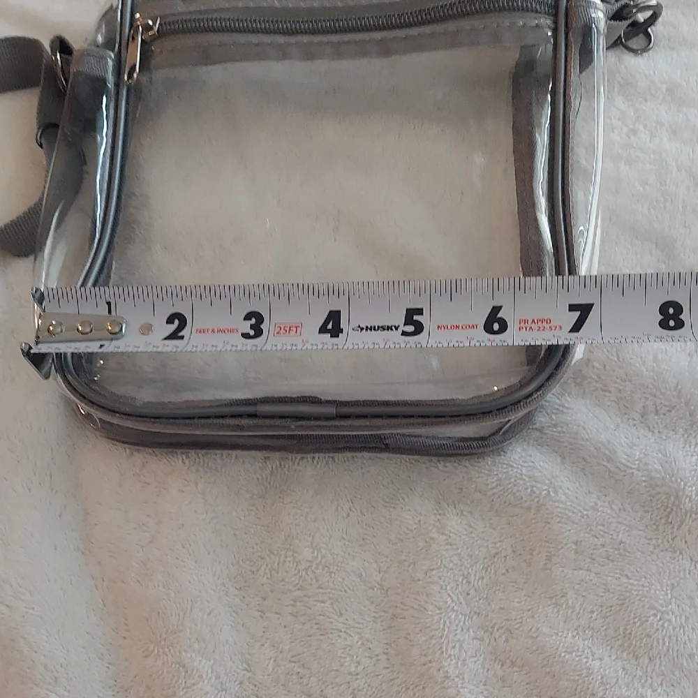 NWOT Clear Stadium Crossbody Bag with Gray Strap - Game Day Approved